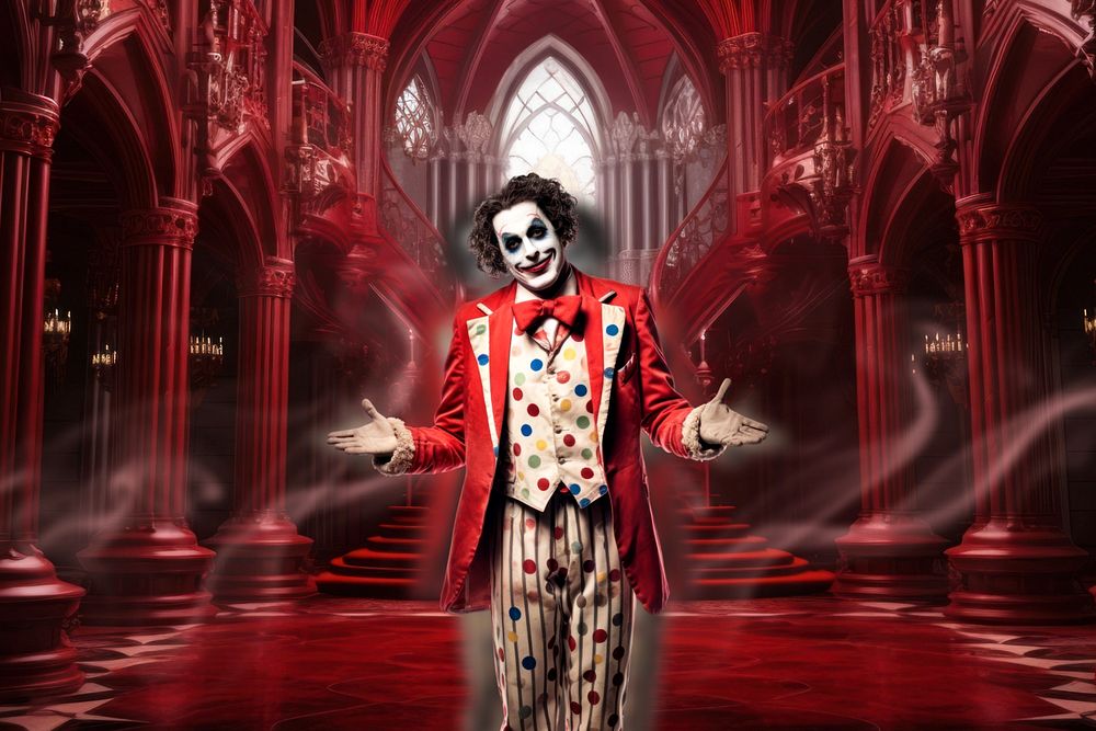 Clown in mansion spooky halloween remix, editable design