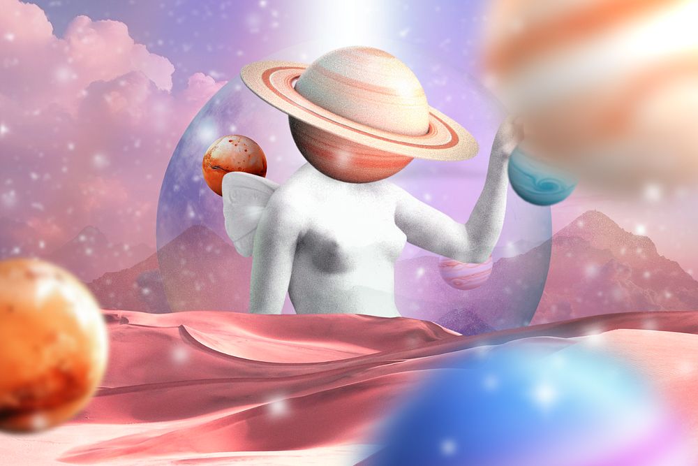 Dreamy planets surreal remix, editable design