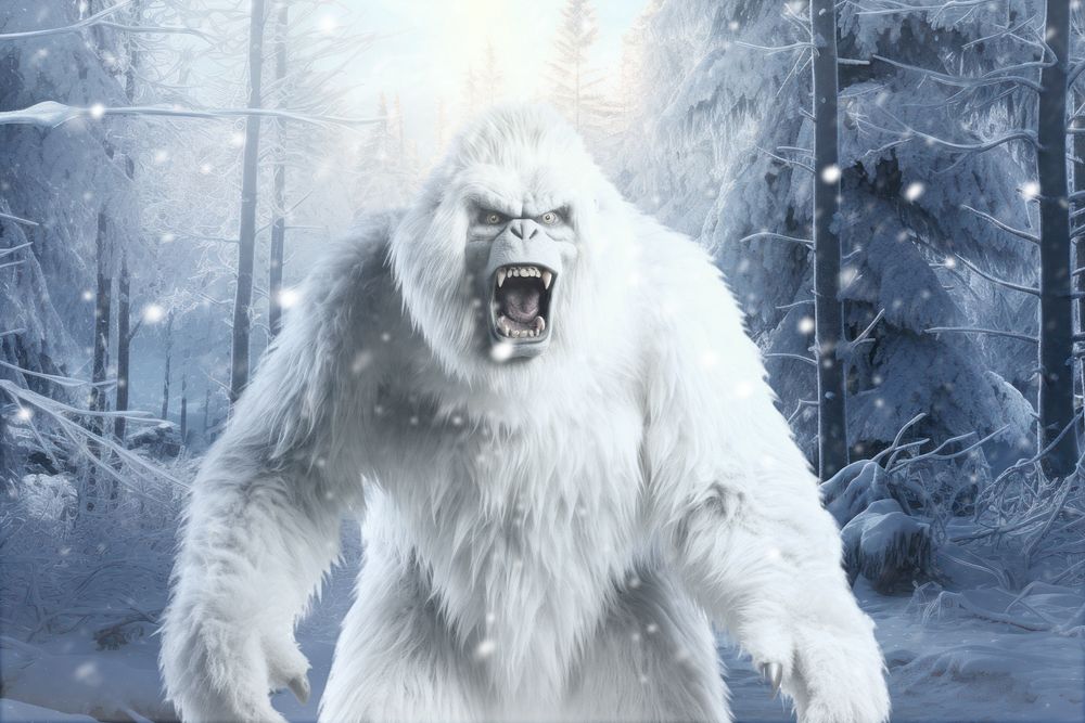 Yeti in snowstorm fantasy remix, editable design