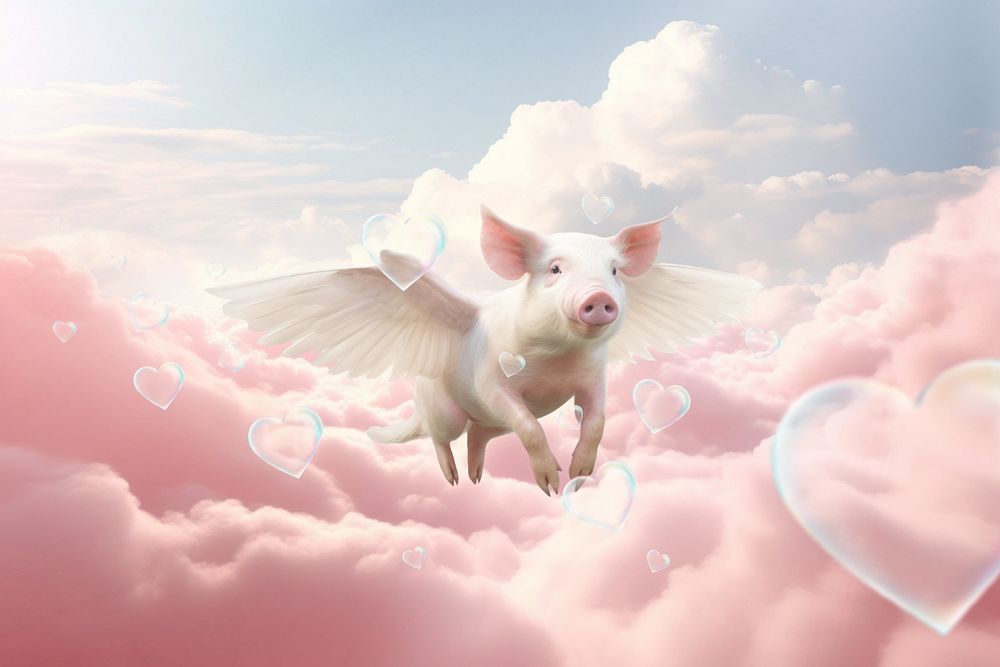 Flying pig surreal remix, editable design