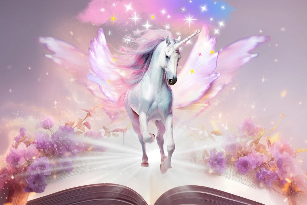 Majestic unicorn fantasy remix, editable design