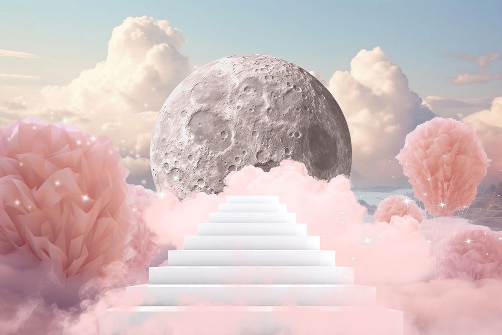 Stairway to moon surreal remix, editable design