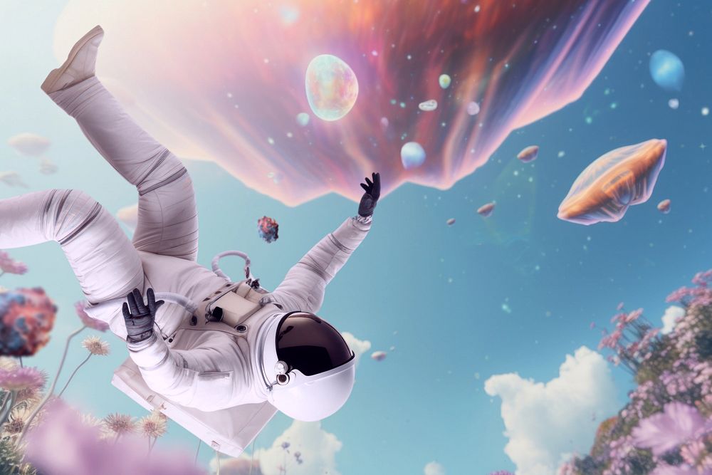 Astronaut & dreamy world surreal remix, editable design