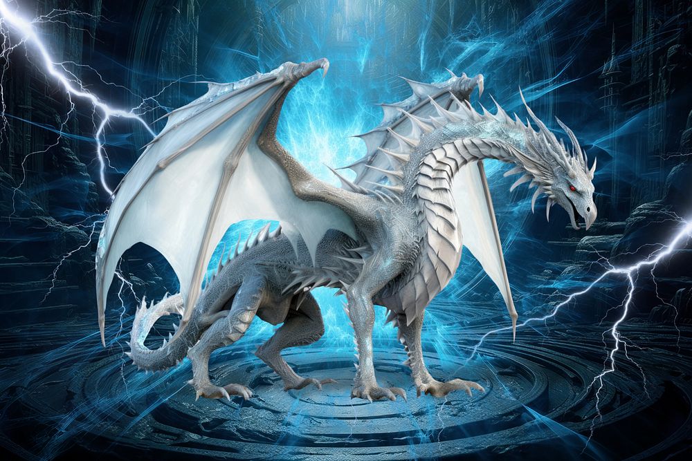 White dragon fantasy remix, editable design