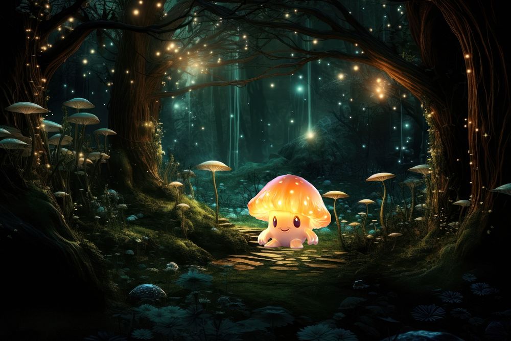 Cute mushroom monster fantasy remix, editable design