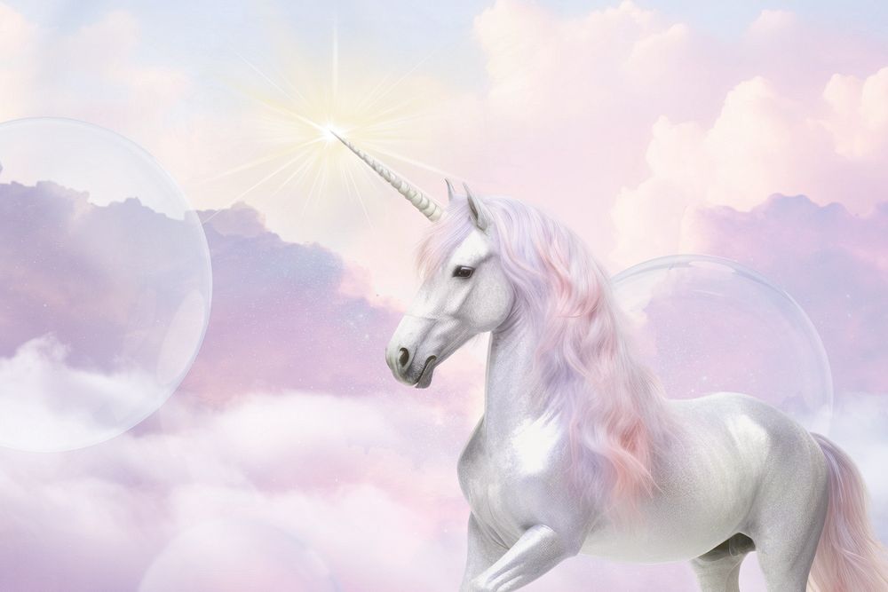 Magical unicorn in pastel world fantasy remix, editable design