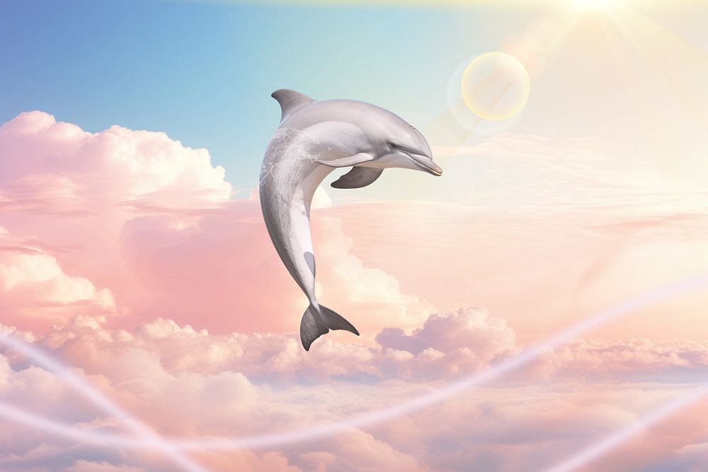 Flying dolphin fantasy remix, editable design