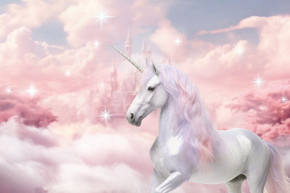 Magical unicorn in pastel world fantasy remix, editable design