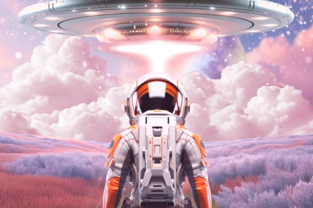 UFO & astronaut surreal remix, editable design