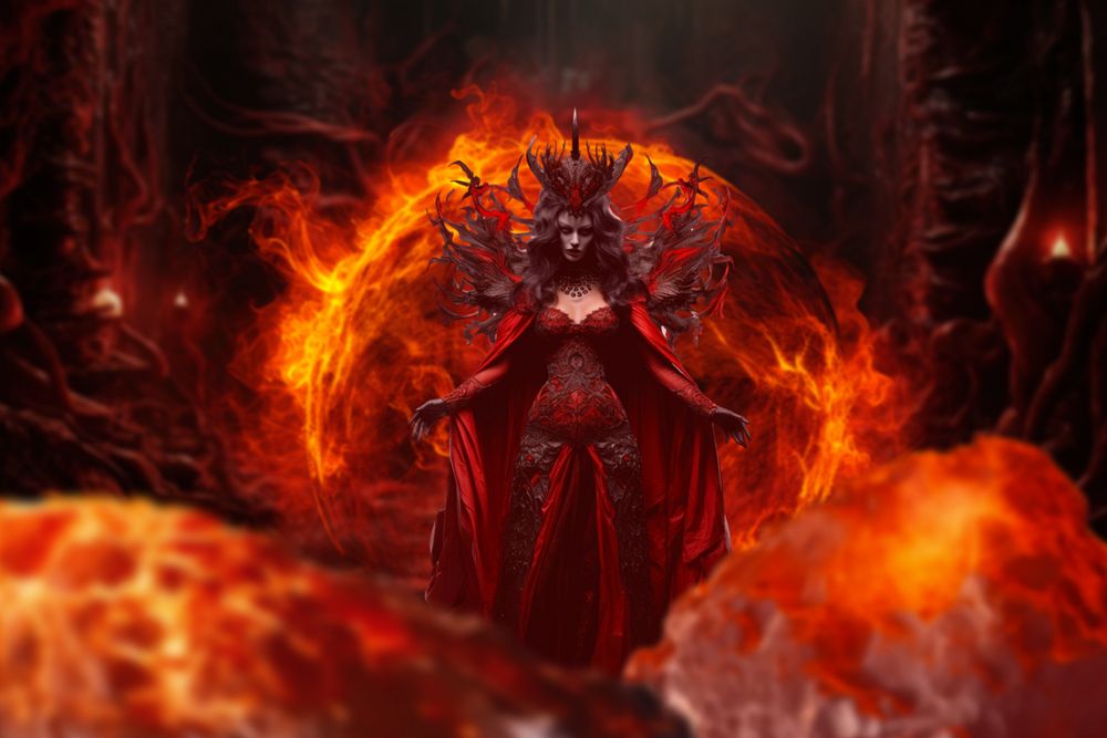 Red hell queen spooky halloween | Premium Scene Creator - rawpixel