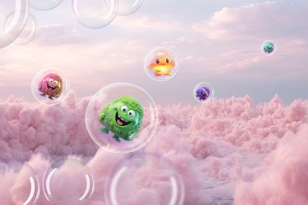 Cute bubblegum monster fantasy remix, editable design