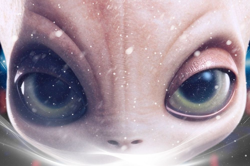 Alien close-up face fantasy remix, editable design