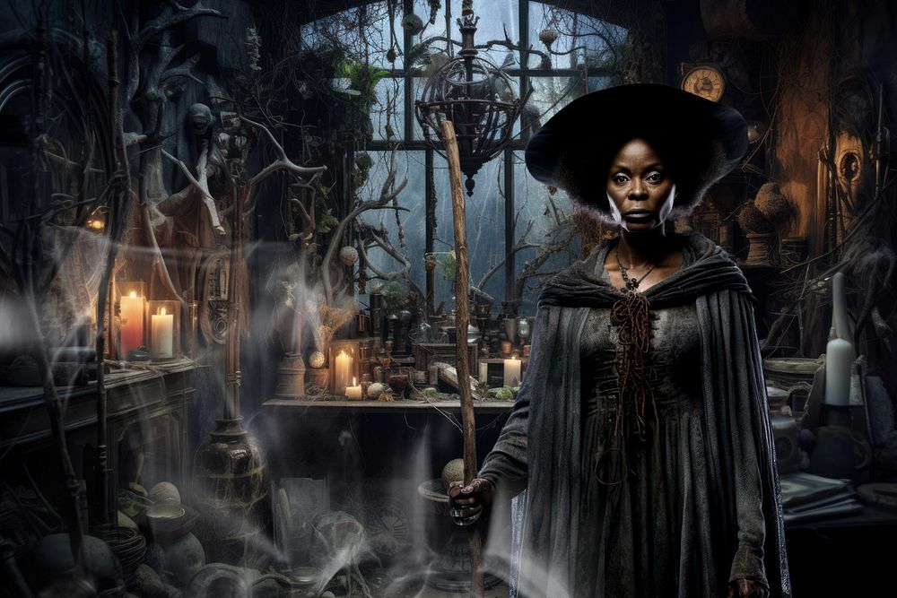 African American witch fantasy remix, editable design