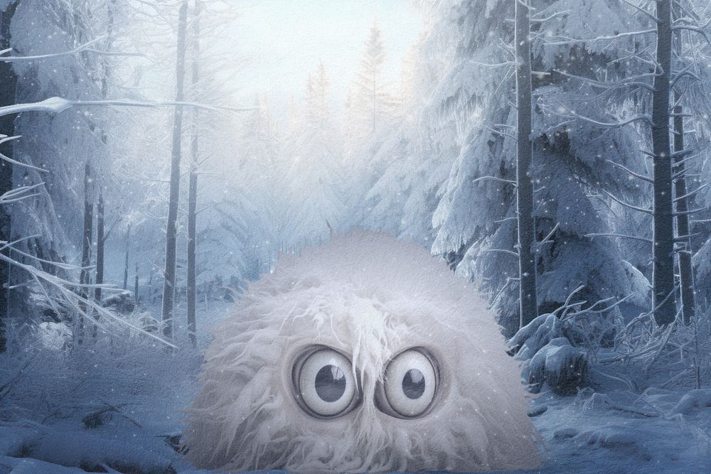 Monster in winter forest fantasy remix, editable design