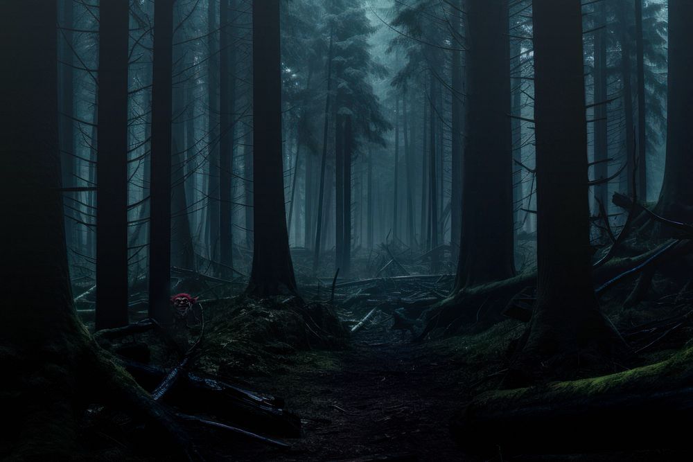 Dark forest landscape fantasy remix, editable design