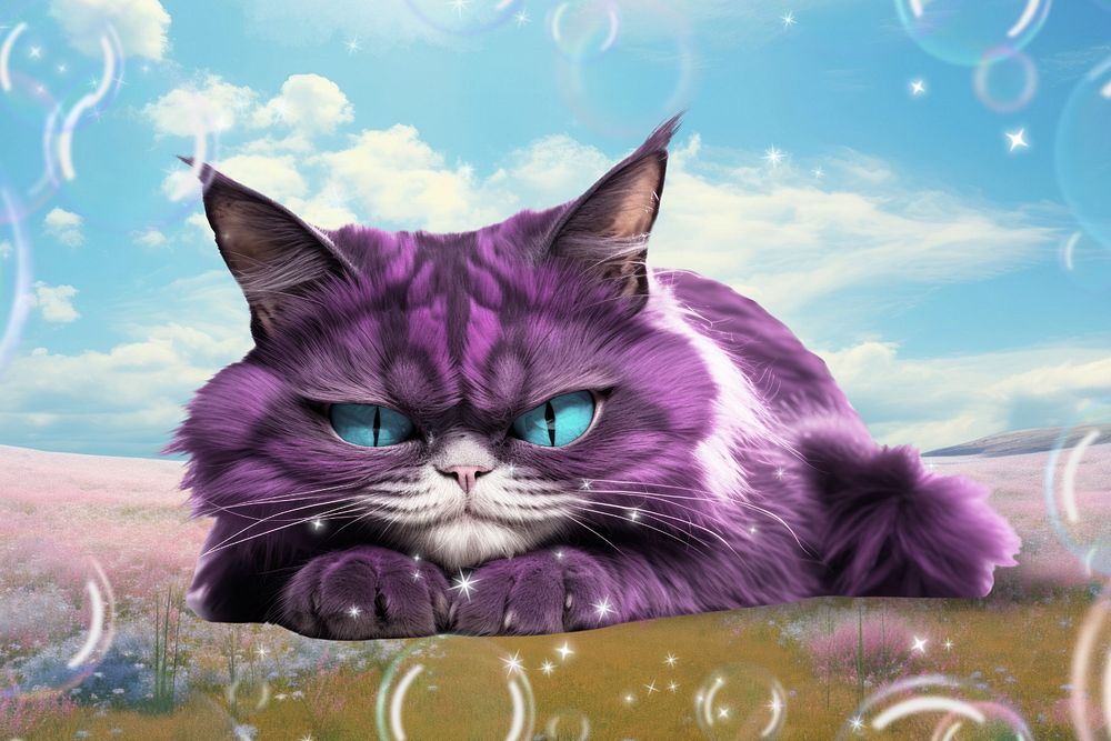 Purple Cheshire cat fantasy remix, editable design