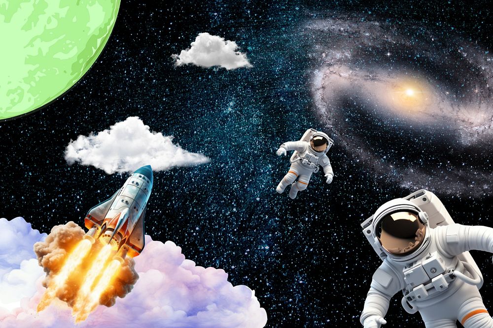 Astronaut in space surreal remix, editable design