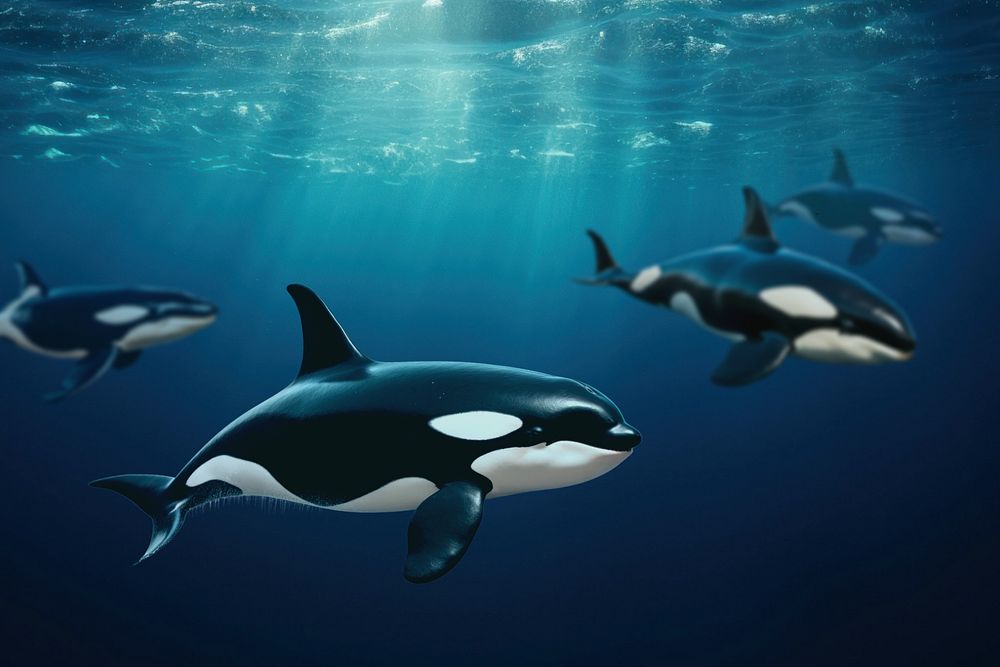 Orca animal marine life nature remix, editable design