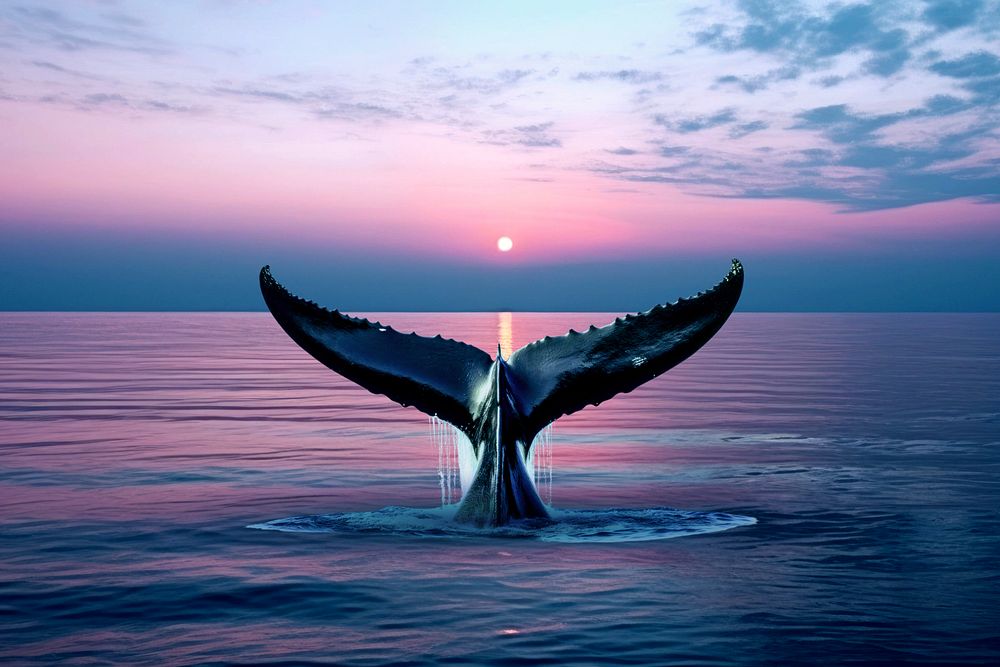 Humpback whale marine life nature remix, editable design