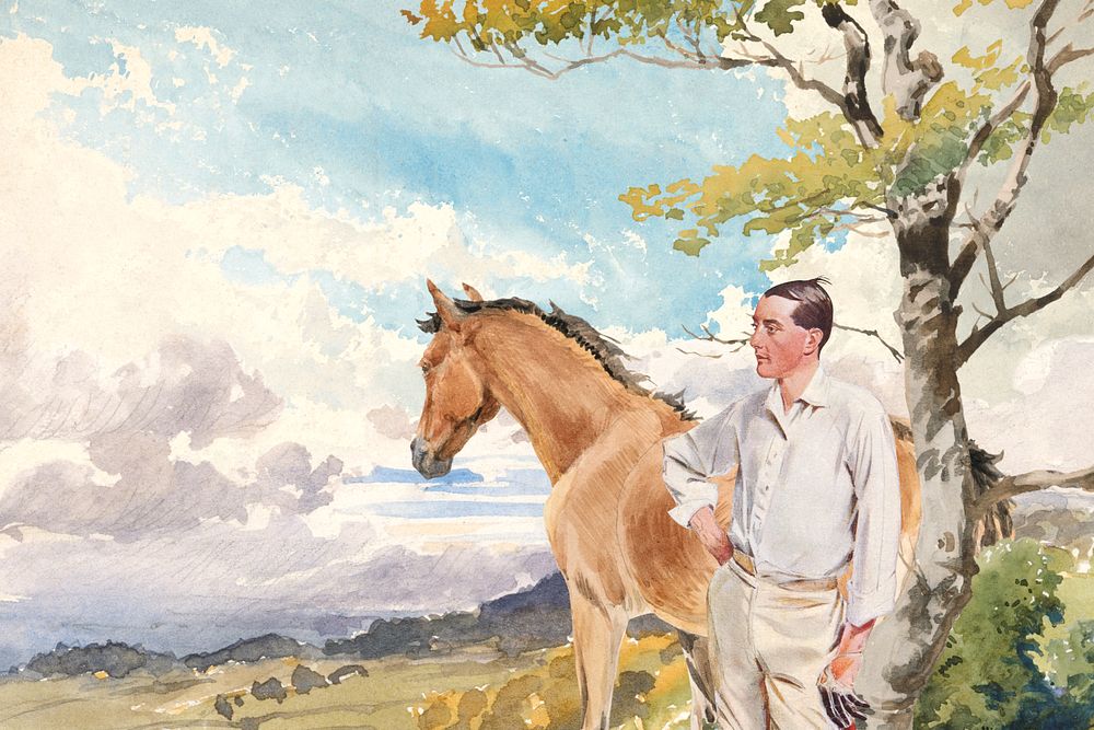 Horse farm animal vintage art remixed by rawpixel.