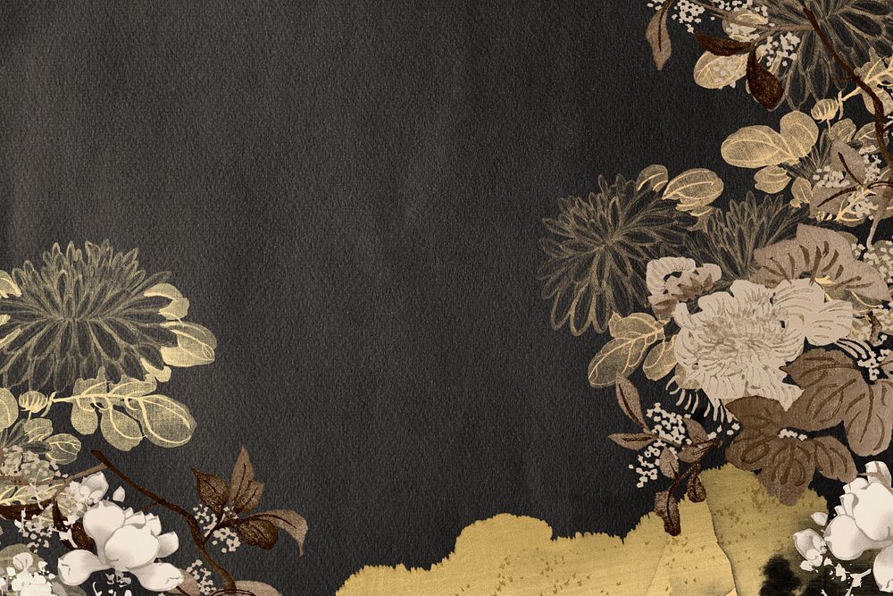 Japanese Autumn flowers ink art background remixed by rawpixel.