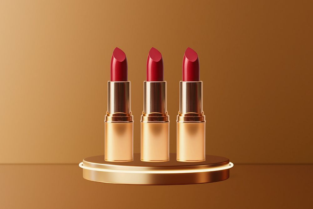 Gold lipstick & product display podium remix, editable design