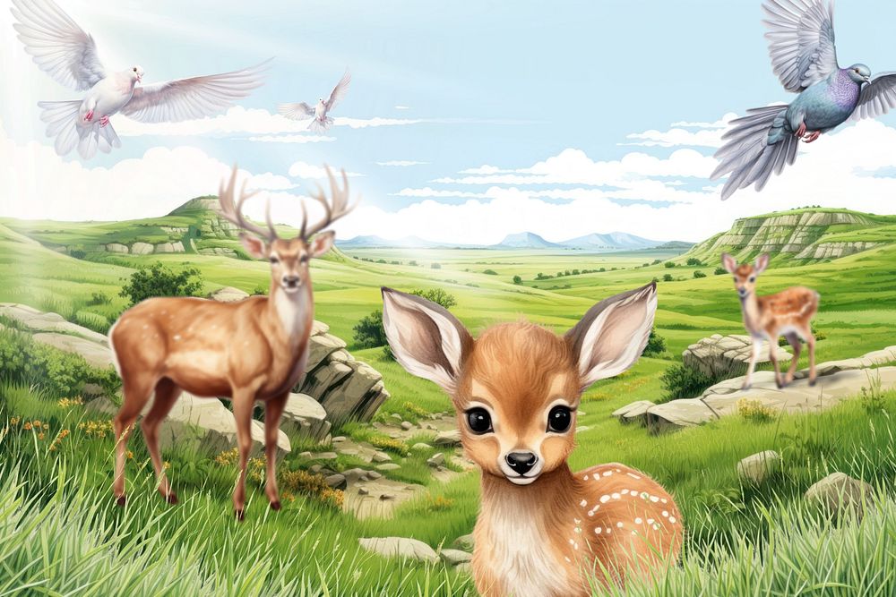 Wildlife environment, animal nature editable remix