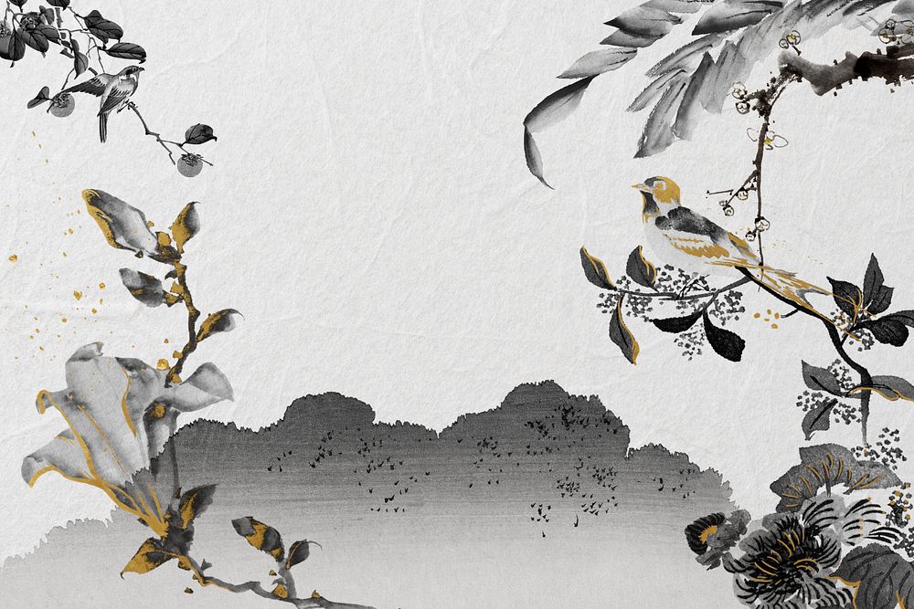 Japanese botanical background, vintage illustration. Remixed by rawpixel.