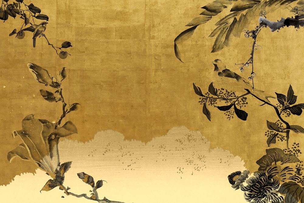 Japanese botanical background, vintage illustration. Remixed by rawpixel.