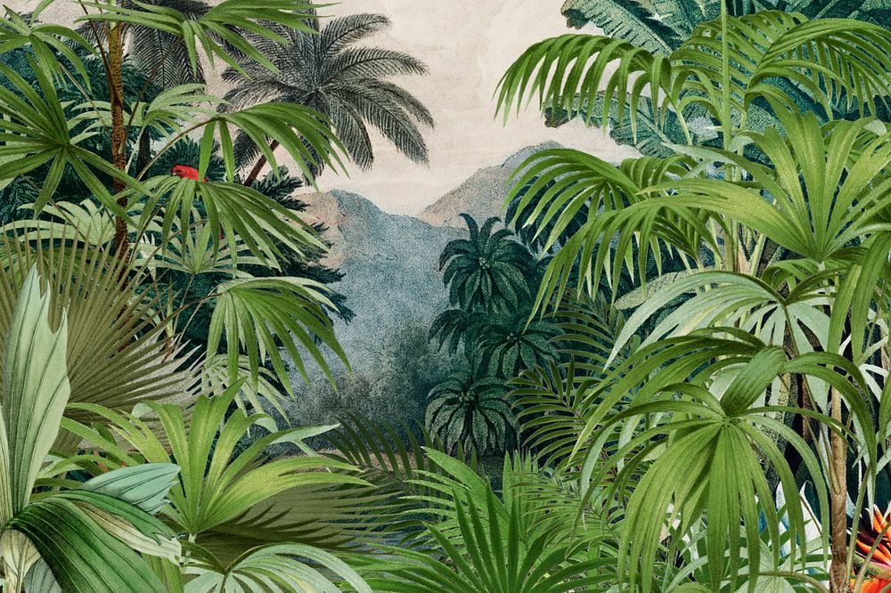 Vintage jungle background. Remixed by rawpixel.