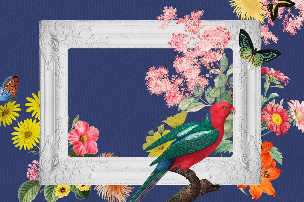 Parrot flowers background, vintage animal illustration. Remixed by rawpixel.