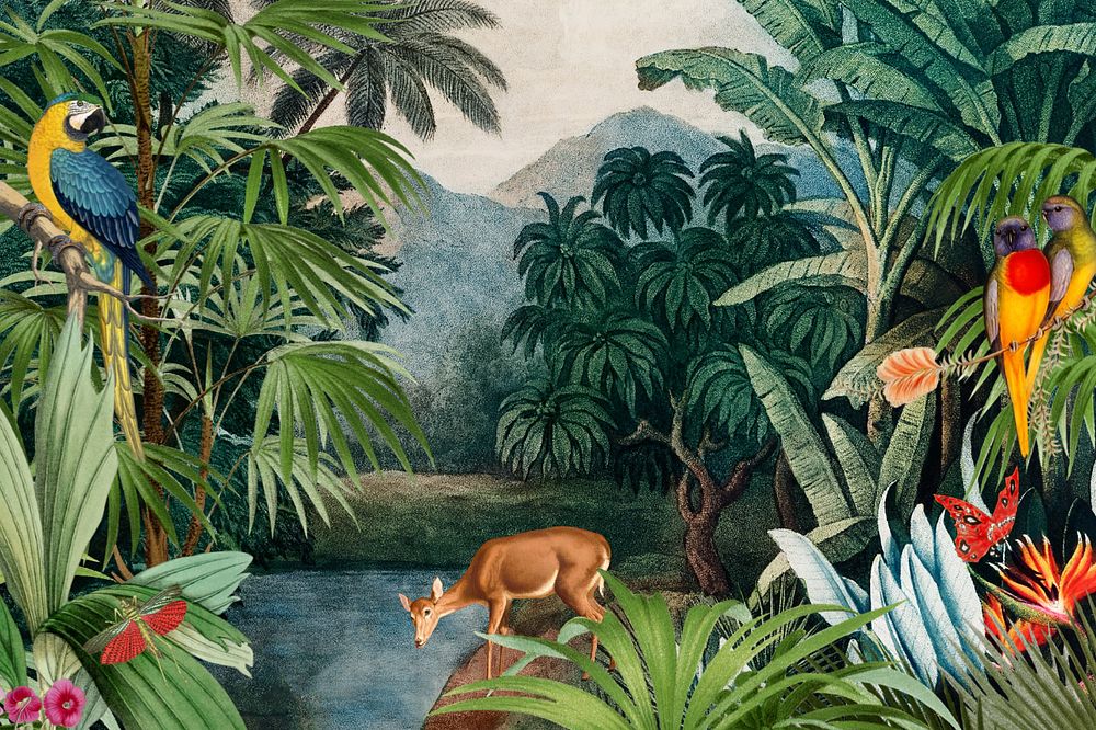 Vintage jungle background. Remixed by rawpixel.