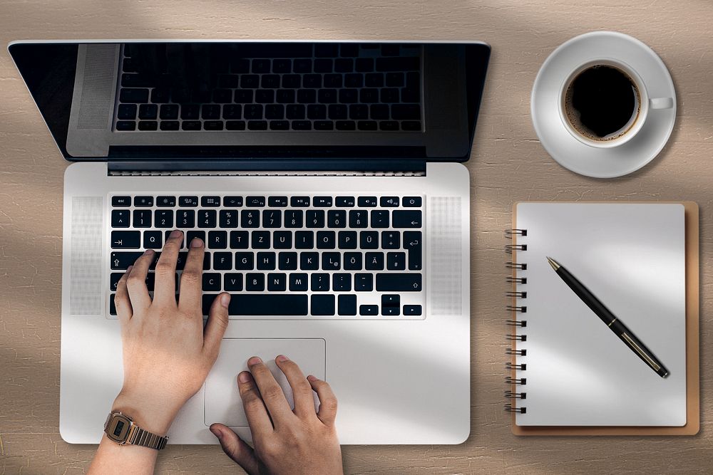 Minimal office desk, lifestyle remix