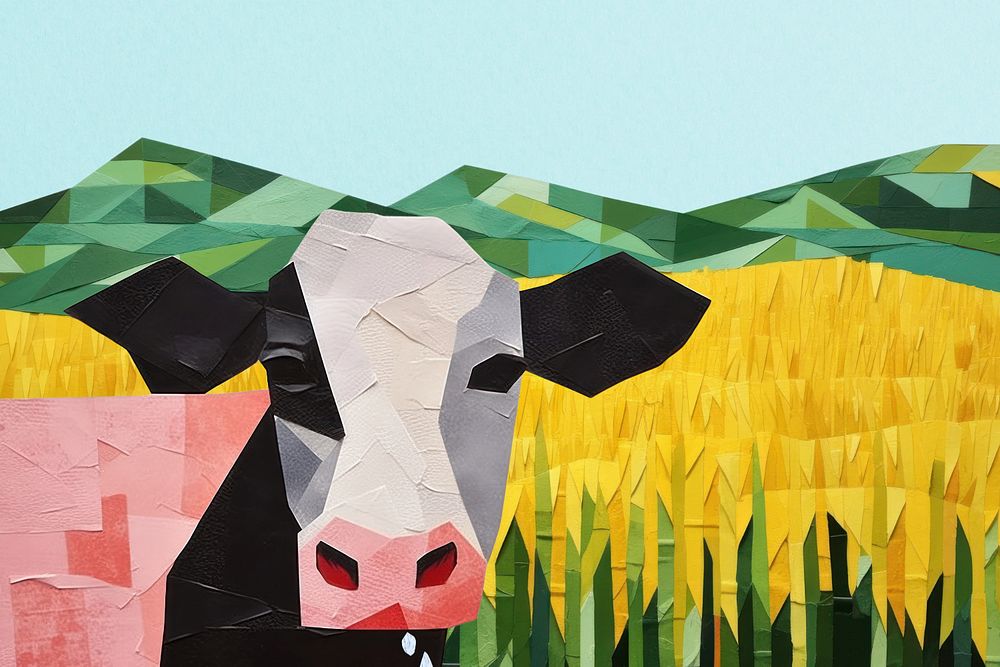 Farm cow, agriculture paper craft editable remix