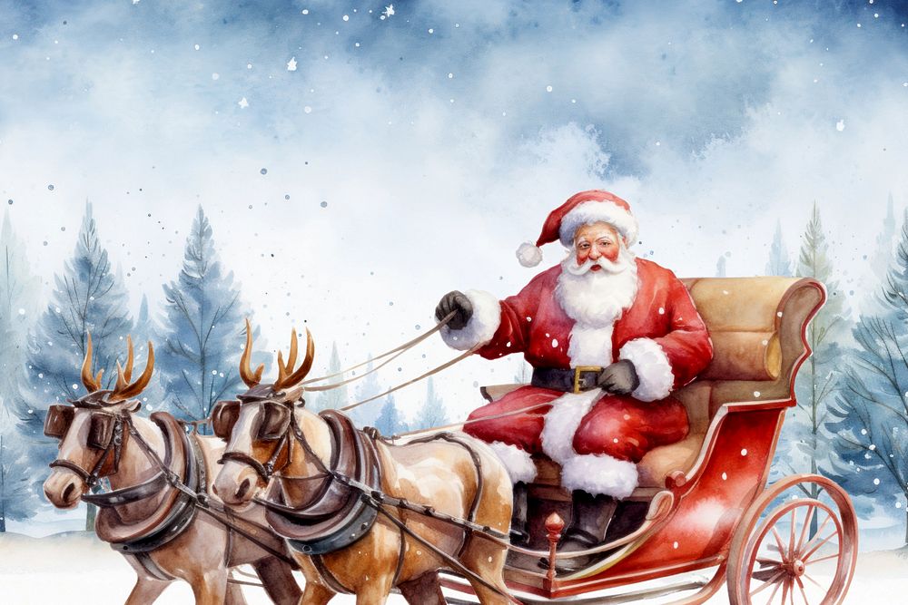 Santa Claus, festive watercolor editable remix