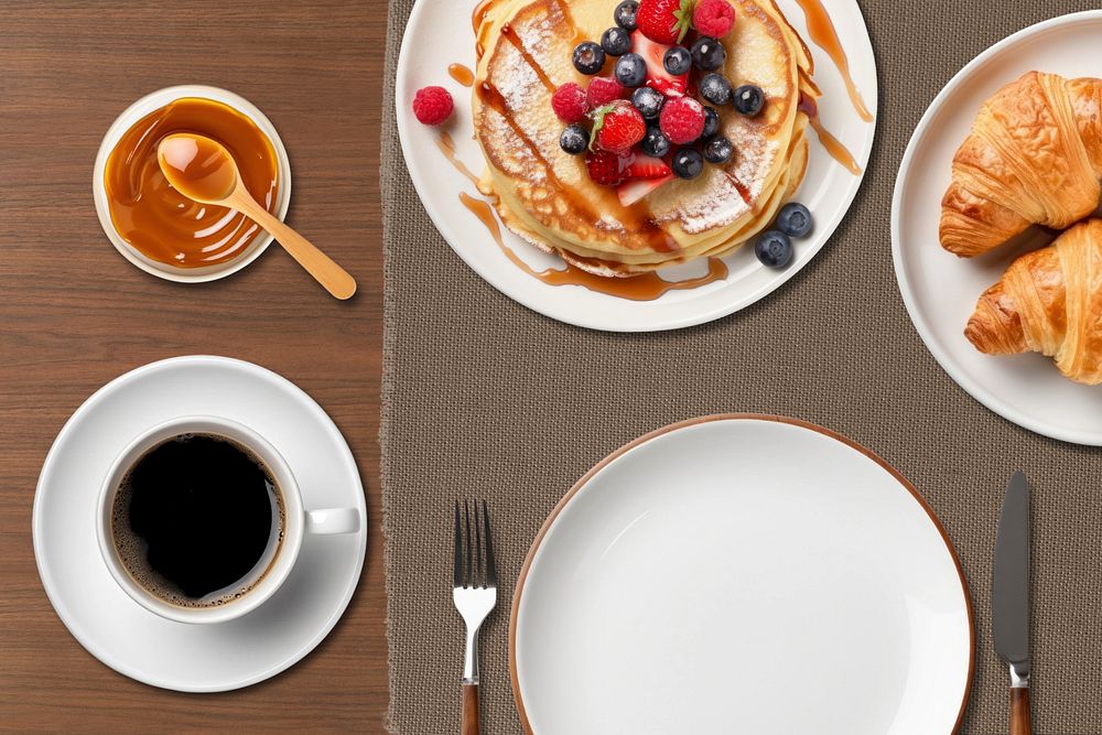 Editable breakfast table, food business remix