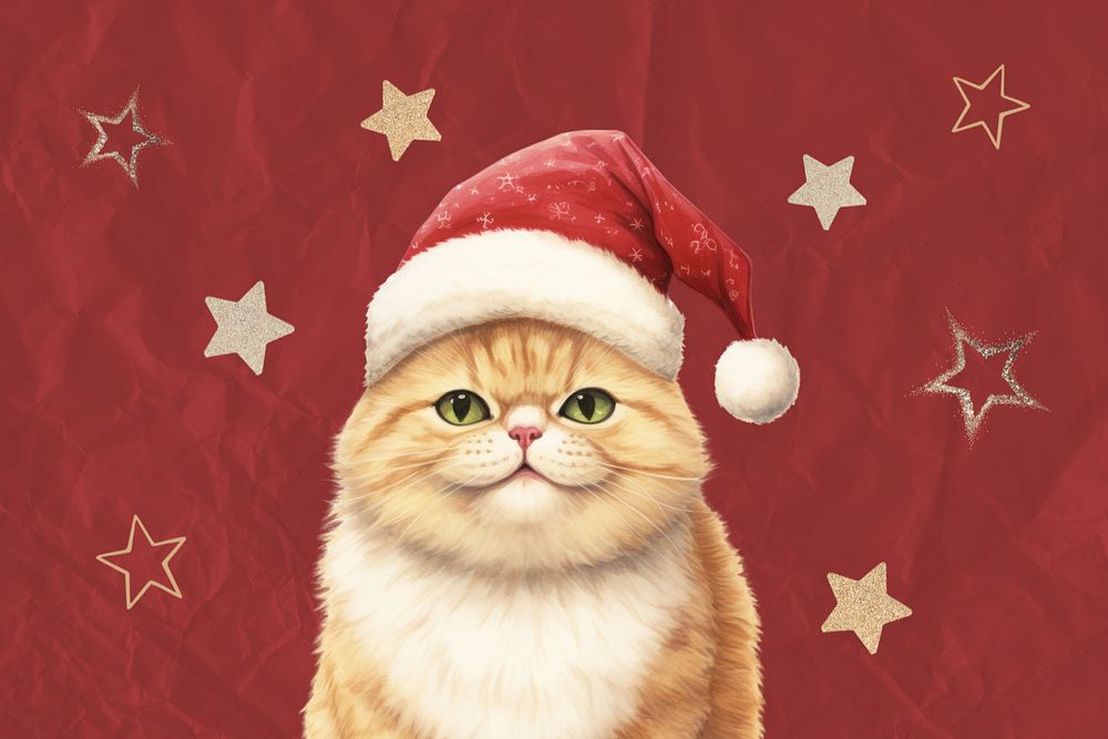 Christmas cat, festive holiday editable remix