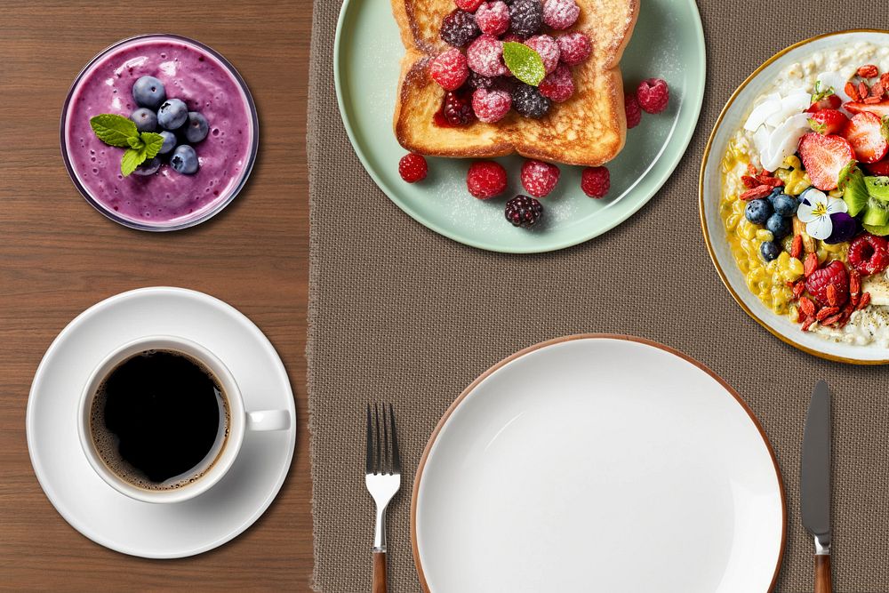 Editable breakfast table, food business remix