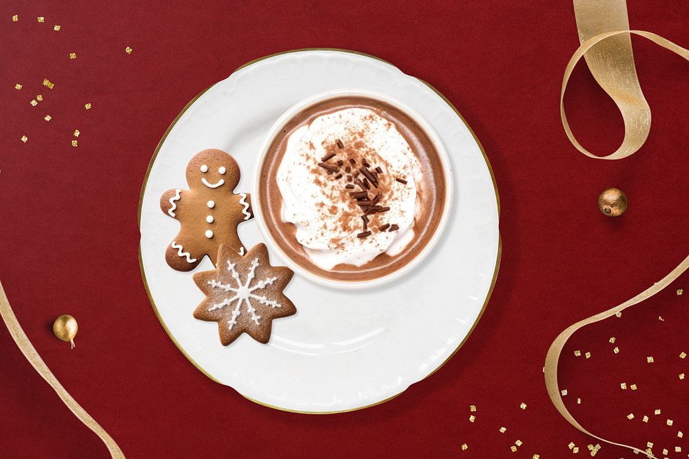 Christmas cookie hot drink, editable remix