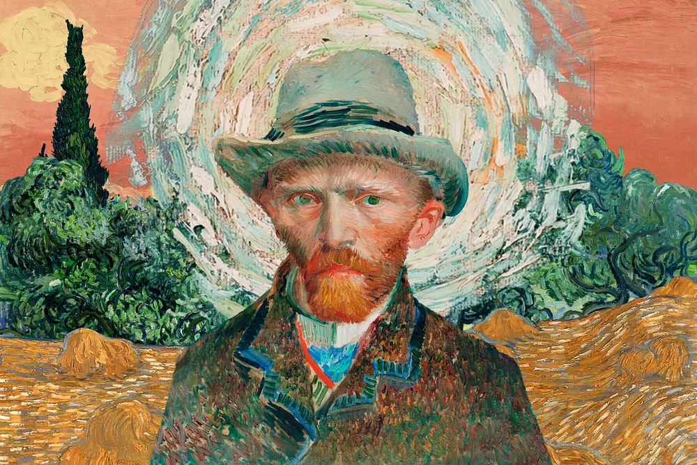 Van Gogh's portrait background, vintage illustration. Remixed by rawpixel.