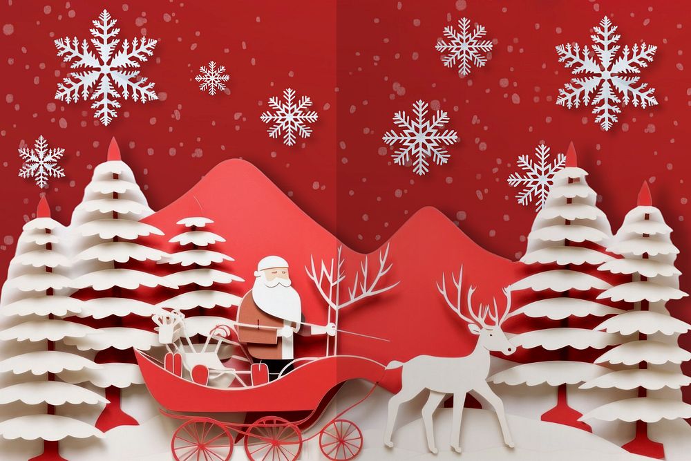 Santa paper cut out editable background