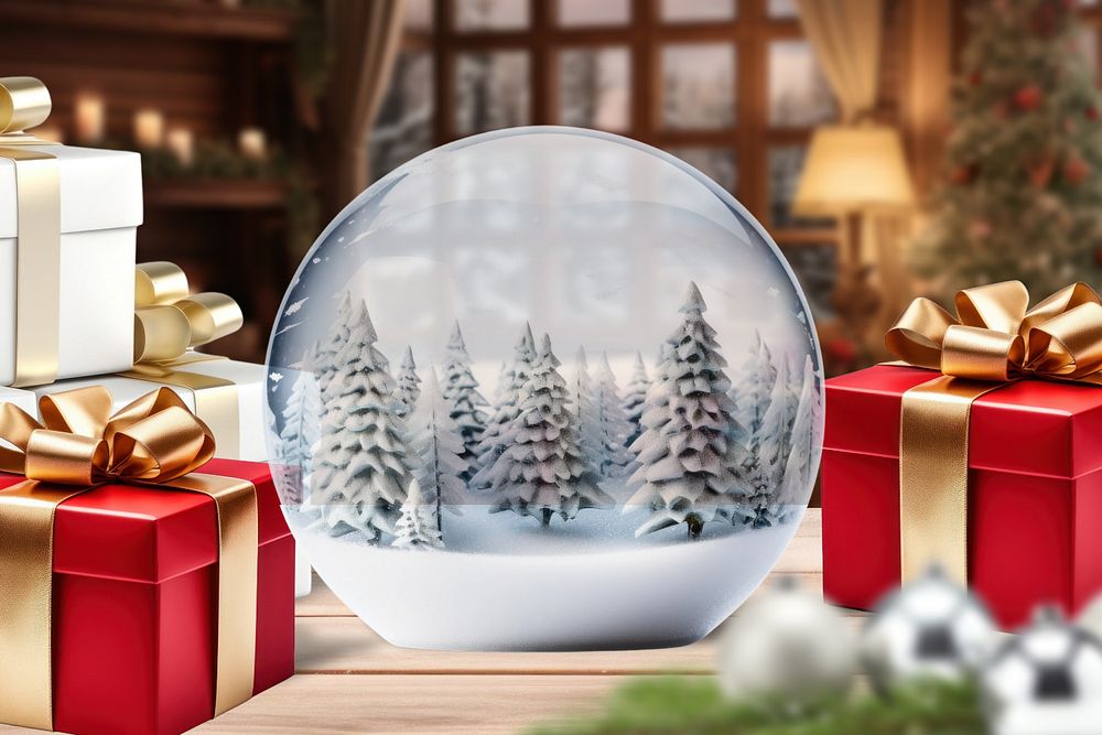 Christmas snow globe editable product backdrop