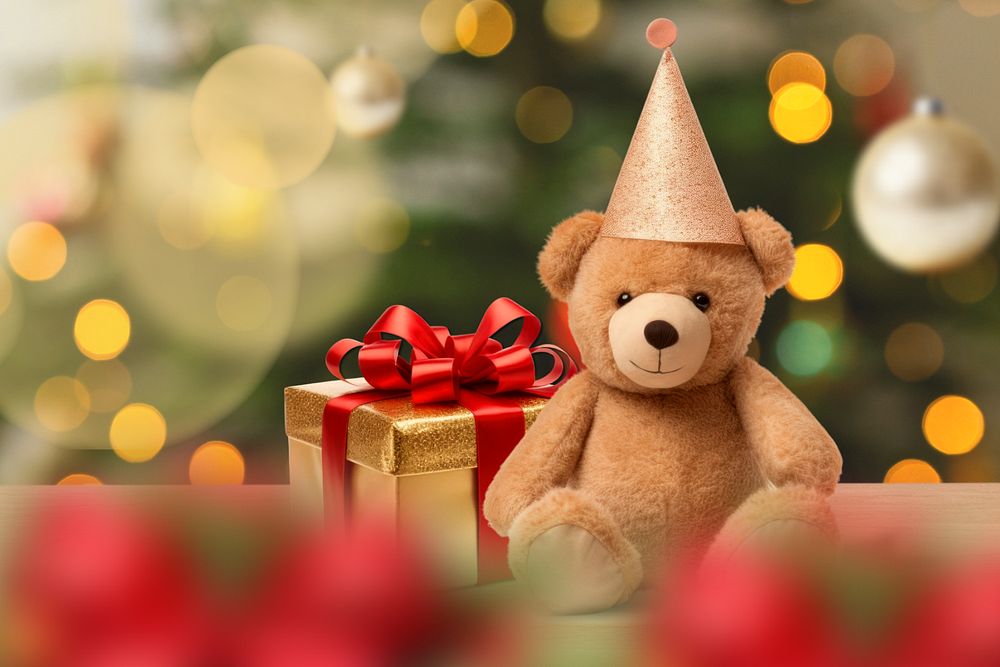 Christmas bear doll, editable remix