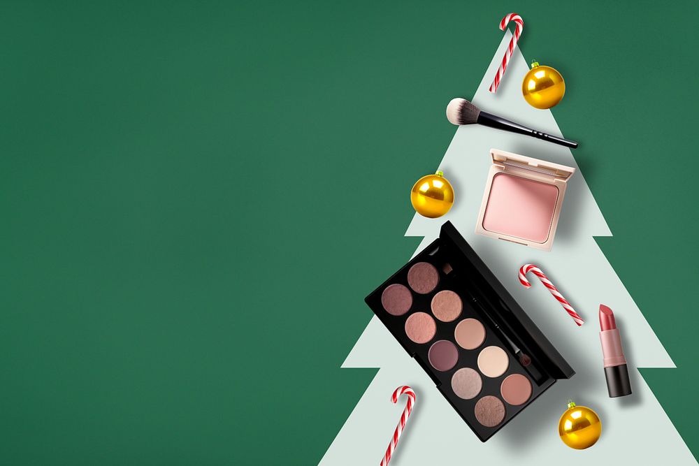 Editable make up Christmas tree, beauty product