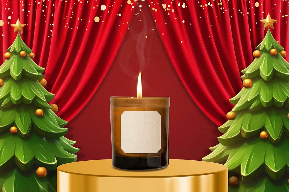 Christmas candle editable display backdrop