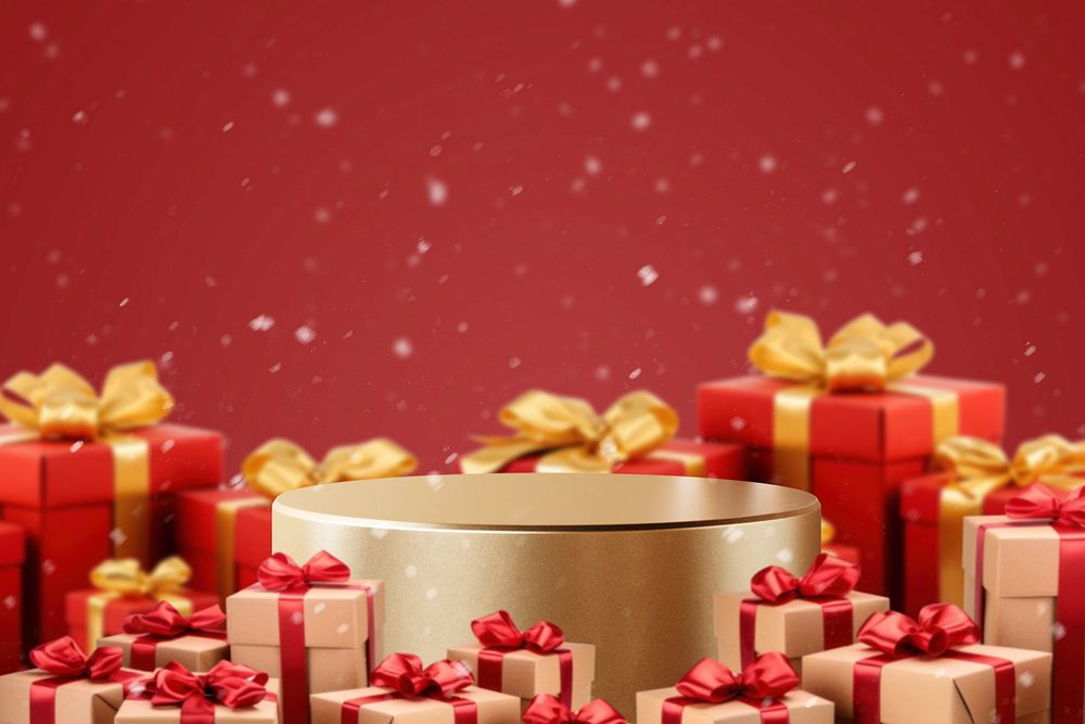 Christmas presents podium editable product backdrop