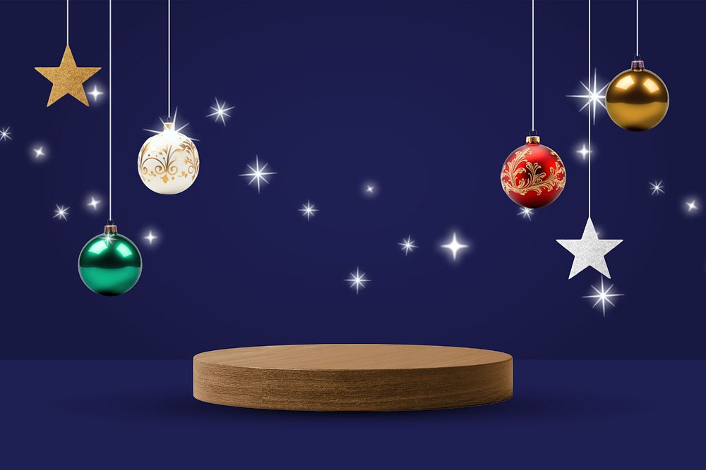 Christmas ornaments podium editable product backdrop