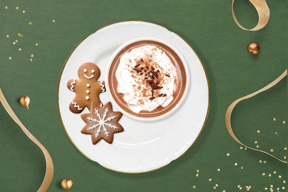 Christmas cookie hot drink, editable remix