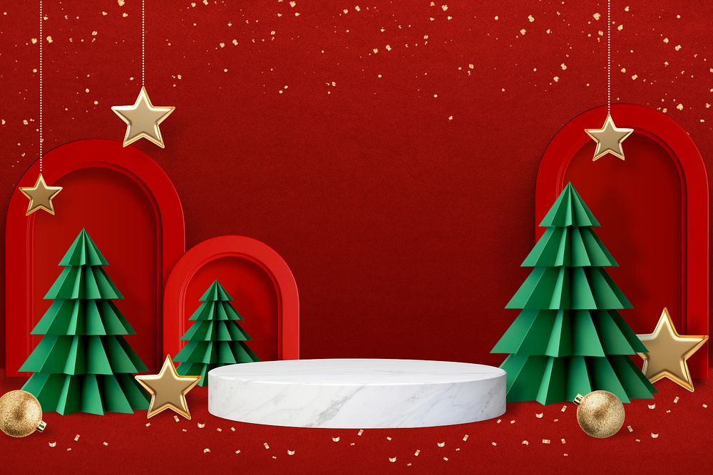 Christmas display podium editable product backdrop