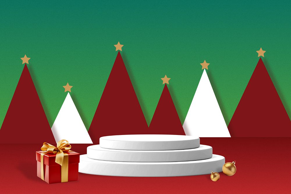 Christmas display podium editable product backdrop